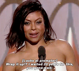 freekumdress:  Taraji P. Henson accepting her award for “Best Actress in a Television Series” at the 2016 Golden Globes   Imaginary Bae! 😛