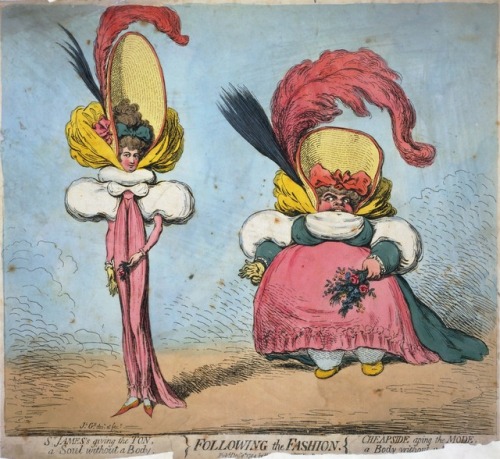 CHEAPSIDE aping the MODE, a Body without a Soul.Following the Fashion (December 1794). Cartoon by Br