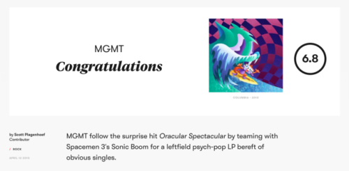 isitbetterthanemotion: Is it better than E•MO•TION?: MGMT: Congratulations Pitchfork ratin