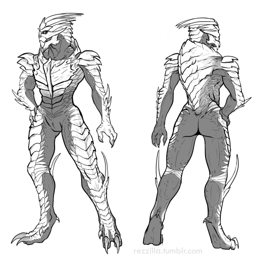 Established my basic idea for Turians without their armor. This design makes the important assumptio