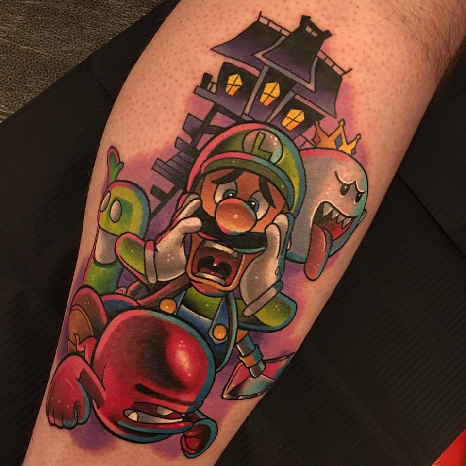 gamerink:    Luigi’s Mansion tattoo done by Dane Grannon Tattooer.