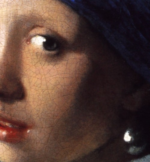 Details of eyes in paintings by Vermeer, Courbet, Boucher, Sandys, Waugh, Brjullov, Dolci, Sandys bi