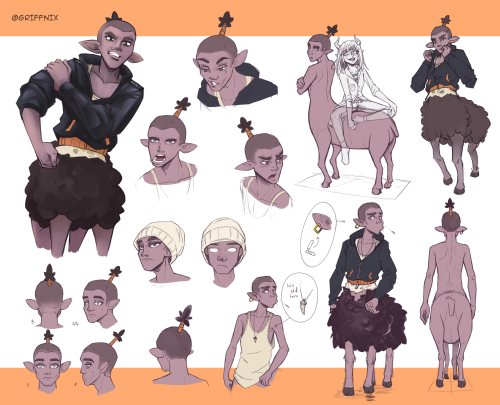 Design page / reference sheet for a sheep centaur character. He’s called TC :) feel free to guess wh
