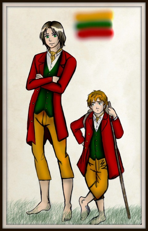 cinemairon: Hetalia Baltic Countries in a Hobbit crossover based on their national flag colors.So, B