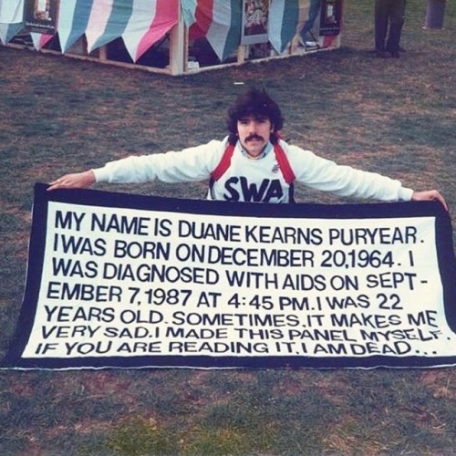 c86:Duane Kearns Puryear holding his own AIDS panel at ‘Display on Ellipse’ in Washington, D.C., 198