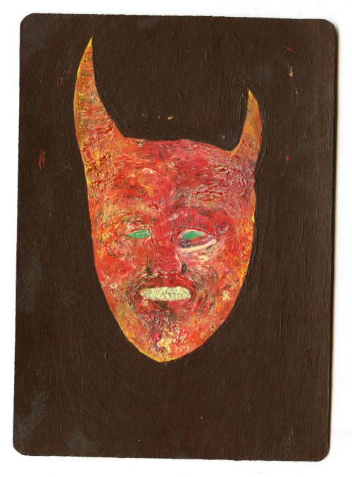 unadoptable:  Little Pocket Daemons for sale Acrylic paint and ink painted on primed wood (harvested birch). Kendrayee.com 