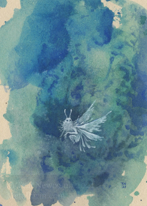 thedancingemu:little 2.5″x3.5″ aceo painting from summer break. watercolor + white acryl