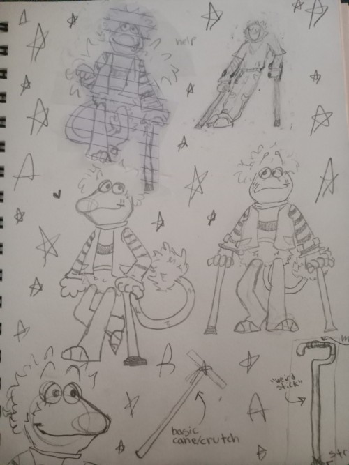 Some Sketches I Did Of Gobo W/ Cane And Crutches :D
