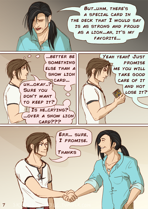 skribleskrable:  Ah I can’t believe I managed to finish this AND color it aswell! Happy birthday Squall! I’m uploading it a bit early as I’m away tomorrow! Also big thanks to emeraldlatias who read through the comic for me!