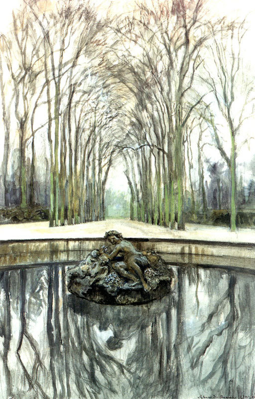 alexandre-benois:  Versailles. Fountain of Bacchus in the winter, Alexandre BenoisMedium: