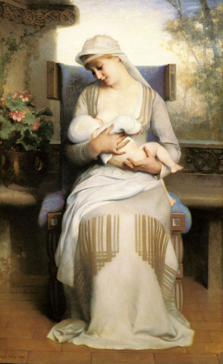 Émile Lévy: Young Mother Feeding Her Baby (1881)