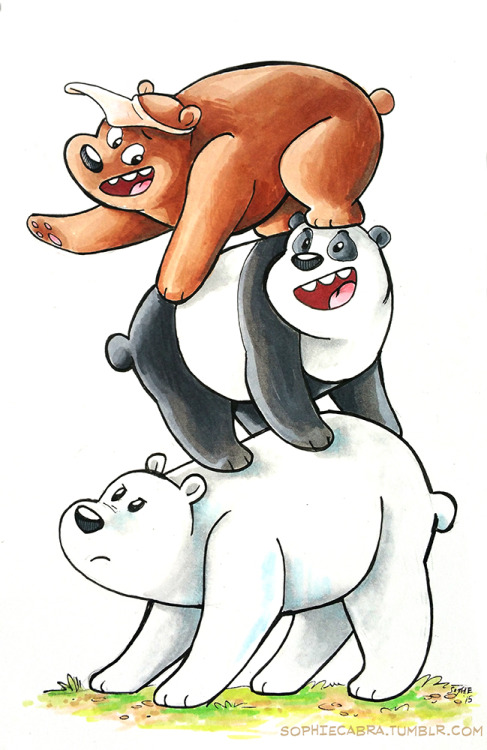 sophiecabra:  Broke out my ink pens and copics for a traditional piece!   We Bare Bears is adorable. :> 
