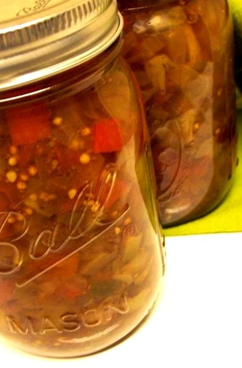 Rummage Relish - Side DishThis Recipe Has A Mixture Of Red And Green Tomatoes Plus A Few Other Vegetables