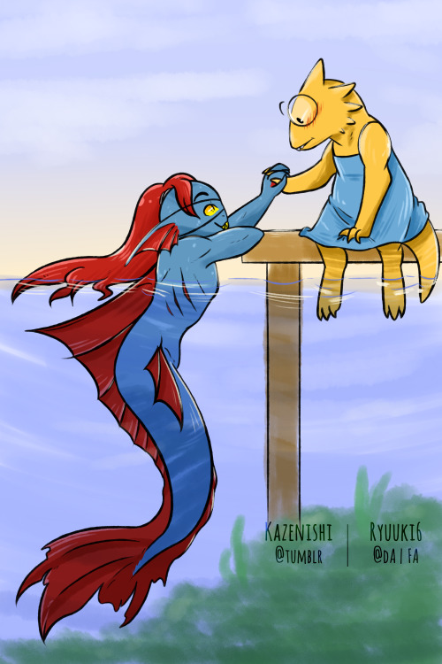 kazenishi:Undyne the UndineImagine Alphys finding mermaid!Undyne and falling in love with her, then 