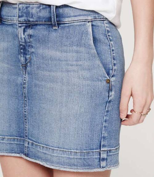 hipster-miniskirts: Tall Raw Edge Denim Mini Skirt in Western Moon Wash