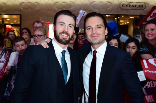 mcavoys: Chris Evans and Sebastian Stan arrive for UK film premiere ‘Captain America: Civil War’ at 