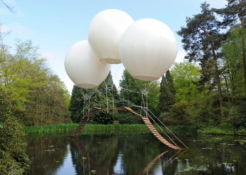 PONT DE SONGE / Olivier GrossetêteThree enormous helium balloons supported the hazardous elevated p