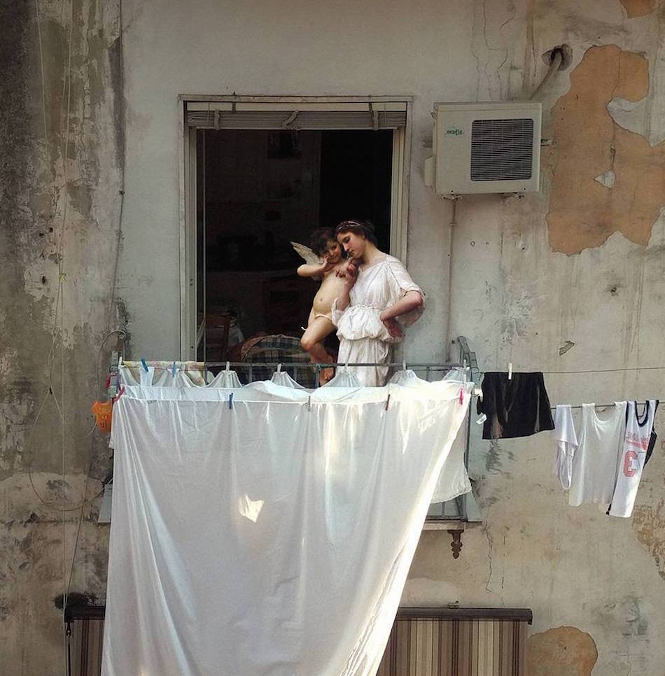 itscolossal:New Classical Paintings Reimagined as Part of Modern-Day Italian Life