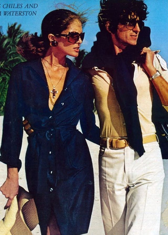 Lois Chiles and Sam Waterston in a pictorial for Vogue magazine, 1973