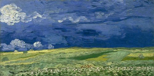 theerinater:Vincent Van Gogh, Wheatfield Under Thunder Clouds, 1890