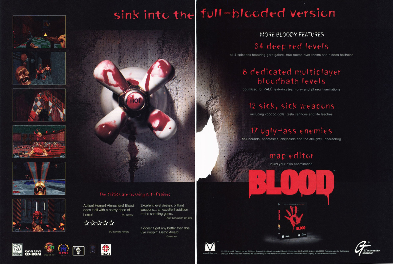 “Blood”
• Next Generation, July 1997 (#31)
• Uploaded by RetroMags, via EmuParadise
• Let’s take a look at some ‘90s first-person shooters, or as they were called back in the day: “DOOM Clones”! Starting with the cult game, “Blood!” You can get this...