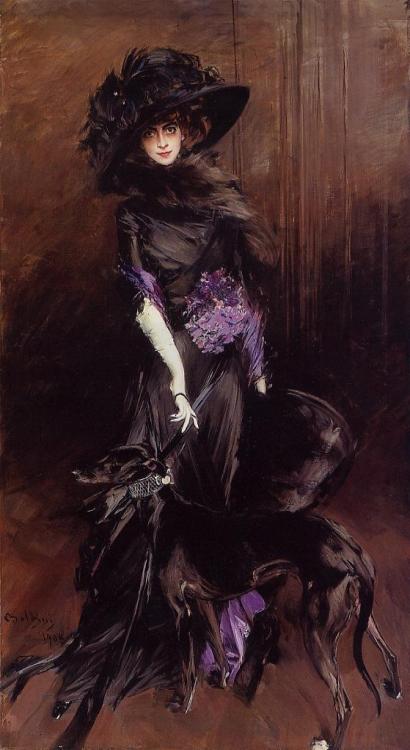 Luisa Casati with a greyhound by Giovanni Boldini, 1908.