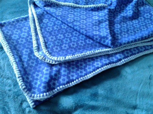 Another fleece lap blanket made as a Chanukah gift. It was amazing how out-of-square the fabric was;