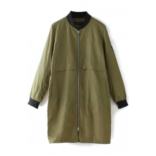Stand Collar Longline Baseball Jacket with Pockets (see more long line jackets)