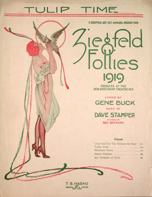 Art Nouveau sheet music book for the “Tulip Time” show from the Ziegfeld Follies musical revue, 1919