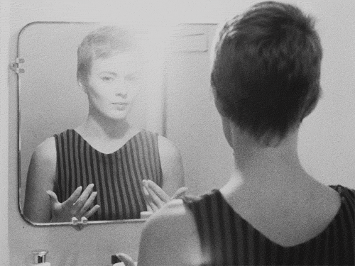 violentwavesofemotion:  Playful and beautiful Jean Seberg in Godard’s epic classic Breathless