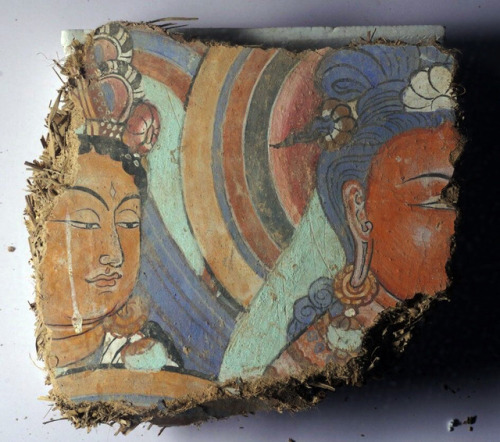 Buddhist paintings unearthed from ancient temple ruins in Xinjiang.