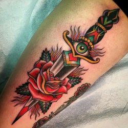 Tattoosnob:  Rose &Amp;Amp; Dagger Tattoo By @Sheilamarcello At Allied Tattoo In