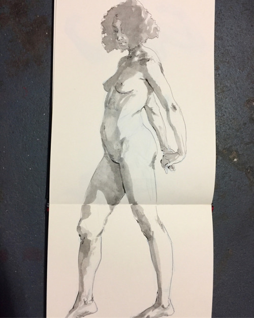 A figure drawing in my sketchbook from last week.My general process for sketches like this is thre