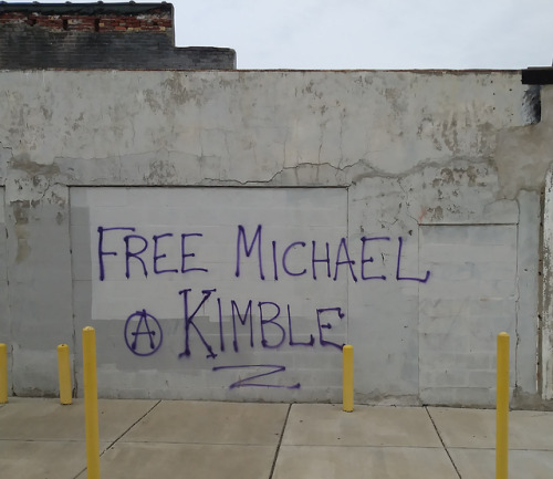 Solidarity graff for anarchist prisoner Michael Kimble in Philadelphia