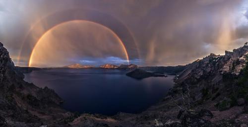 Double Rainbow CalderaThis shot of double full rainbows was taken by Jasman Singh Mander after a sto