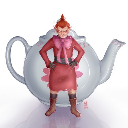 [id: a digital drawing of little my from moominvalley. she is a small humanoid creature with red hai