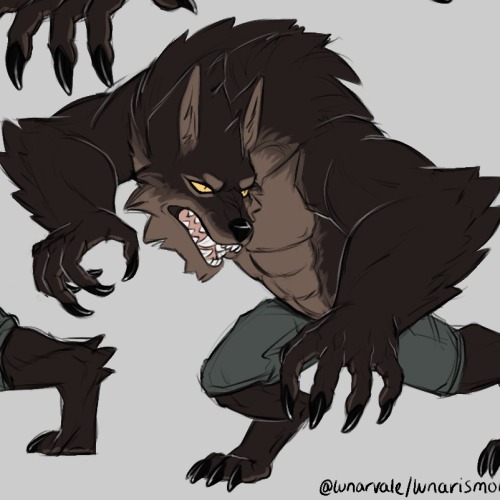 lunarismonstrum:More Werewolf Chris doodles using renders and screenshots of Nergi as pose reference