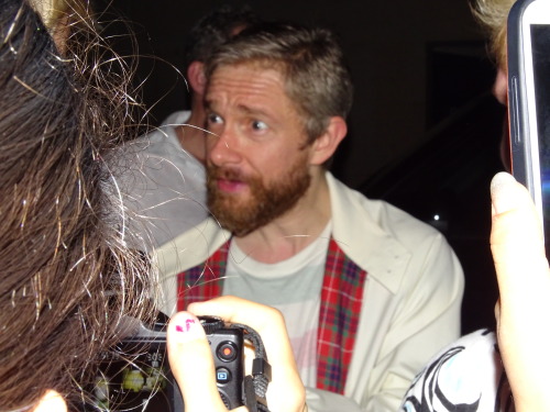 rox712:Martin at the Stage Door of Richard III on August 6th. Lots of people and it was very dark, b