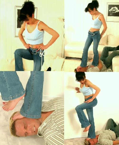 Turkish girl humiliates and tramples a Blond!Role-playing game: barefoot poses