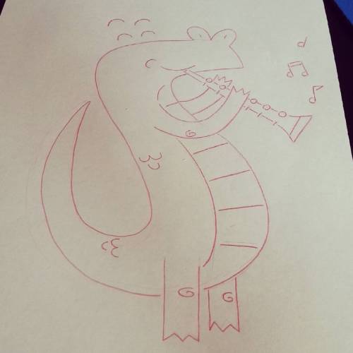Gonna try something new and fun with this guy. #crocodile #oboe #music #illustration #childrensbook
