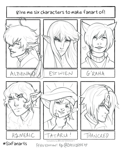 Back in April I did the Six Fanarts challenge, but with FFXIV! :3c