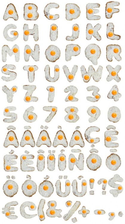 A fried egg typography masterpiece made by HandMadeFont. Seriously literally made from fried eggs&he