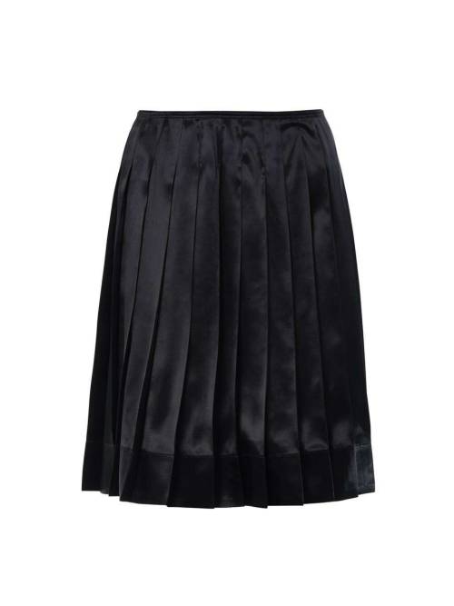 Pleated silk-satin skirt