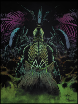 nomalez:  chrisdibari:  Aliens/Prometheus Print-  I’ll have these at NYCC but i’m only doing a small print run ( 30 ) on 11x17, once they are gone- not reprinting them. Colors by the amazing Mike Spicer   Links: Illustrations / ALIEN / PROMETHEUS