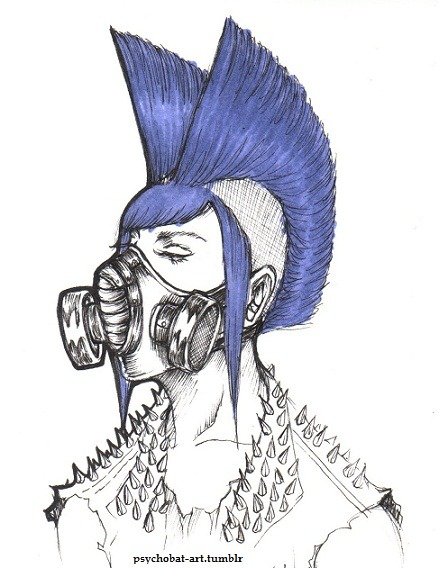 psychobat-art:  Day 10! Sketch of oikaast with a gas mask, cause she is adorable. 