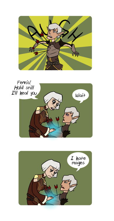 I can’t believe DA2 lets you date Fenris when you’re a mage