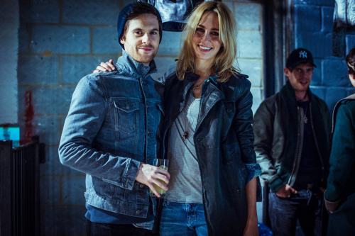 tomriley:Tom Riley, Ruta Gedmintas and Da Vinci’s Demons co-star Blake Ritson at the AllSaints Biker