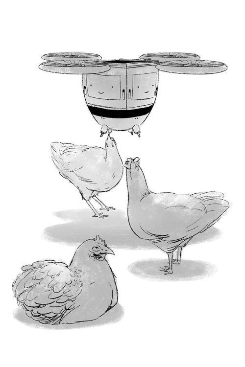 Forgot to post this here. Inktober day 05: chicken. They’re drinking water from poultry nipples.