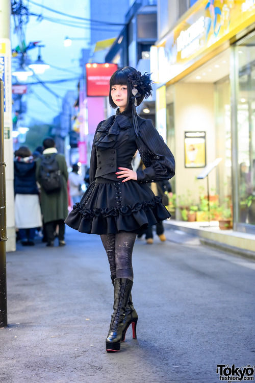 tokyo-fashion: Japanese gothic lolita Sana Seine on the street in Harajuku wearing an MR Corset blou