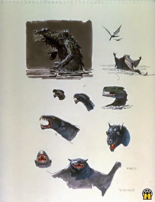 The creatures of Dagobah: concept art for The Empire Strikes Back (1980), by Ralph McQuarrie.(That l